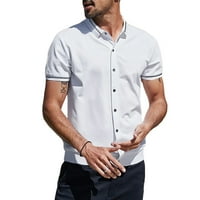 Muška ljetna puna boja labava i prozračna majica s gumbom s kratkim rukavima