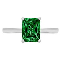 2.0ct Emerald Cut dragocjeni dragi zeleni simulirani smaragd pravi 18k bijeli zlatni robotski laserski