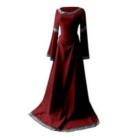 Ženske vintage retro gotičke dugih rukava s dugim rukavima dugačka haljina
