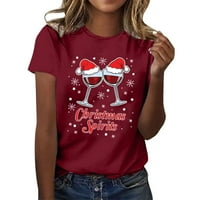 Fattazi Ženske vrhove dugih rukava Božićna grafička majica Žene smiješno slatko kakao top film Gledanje
