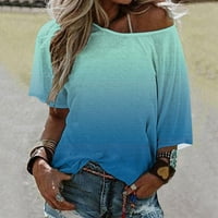 Žene T košulje Loop Fit Boho Labavi vrhunska bluza One Plus veličine gradijentni ispisani ramene za
