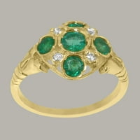 Britanci napravio 18k žuto zlato prirodno-smaragdno i kubično zirkonij ženski prsten - veličine opcija