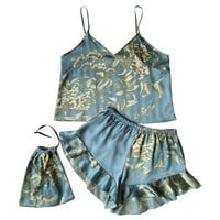 Skater haljina-mini modna solidna boja V-izrez Udobno labavi noćni nosač TOP + Hlače sandress ljesto