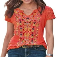 Ženska majica V izrez TEE Pulover majica Casual Tunika Bluza Dnendawer ljetni vrhovi narančasti crveni