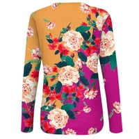 Duksevi Bazyrey Plus Veličina za žene Trendy s dugim rukavima cvjetni ispis labav pulover okrugli vrat