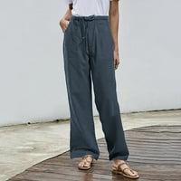 Plus size Žene SOLID pričvrsne pamučne pantalone Džepne casual hlače Napomena Kupite jednu ili dvije