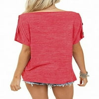 Eleluny Women izvan ramena majica kratkih rukava Giraffe Print casual bluza Rose Red S