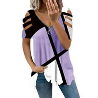 Kakina S Plus Veličina Vrhunska klirensa Ženska puna boja V-izrez kratki rukav s majicom