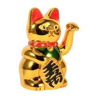 Wobithan 5in Zlatni Lucky Cat sa mahanjem rukom baterija, sretna sreća mačka za uređene prodavnice ukrasa