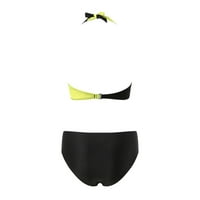 Leey-World Thong bikini kupaći kostimi ženski V izrez Ruched Jedan kupaći kupaći kostim za žene žute,