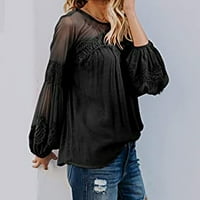Ženska modna čipka za patchwork dugih rukava casual labav vrhovi majica hot6sl487084
