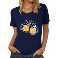 Majice kratkih rukava za žene casual crewneck tees ljeto slatko pivo tunike tunike na vrhu bluza s majicom
