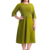 Ženska haljina za vježbanje pune boje O-izrez dugih rukava Novo elegantno pletenje čipke Cape plus veličina