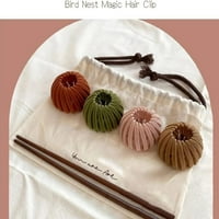 Pils Nest Magic Clip - ptice gnijezdo čarobni klip, držač za kosu, ptice gnijezdo za kosu, klip za kosu za kosu za debele tanke kose velvet za kosu, dodaci za kosu za žene (boja: ružičasta + crna + re