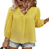 Ženske šifonske majice s dugim rukavima Bluze Modni labavi fit mekani udobni ljetni vrhovi punog boja