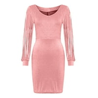 Ženska V-izrez Mini modna mini polka točka ljetna haljina ružičasta 5XL