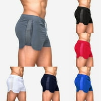 Muške fitness mrežice trke za trčanje trening Brzi sušenje Atletski kratke hlače Crveni XL