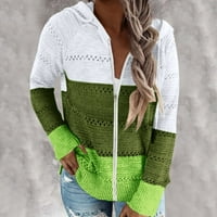 Plažni kardigan Ljetni džemperi Ženska jesen i zima Klasični blok u boji puni zip Cardigan džemperi