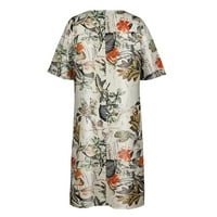 Odštampana kratka pamučna ženska haljina za ženska haljina za žene Ležerne prilike sa labavim cvjetnim