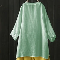 Ženska puna boja labava plus veličina dugačka pamučna haljina košulja ženske vrhove zelene veličine