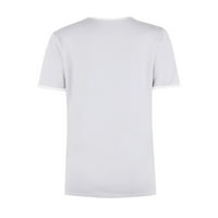 CETHRIO Ljetne košulje za žene - ljeto seksi sretan tisak Regularni okrugli vrat kratkih rukava bluza bijela