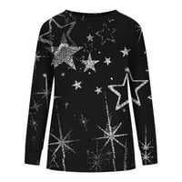 Trendy Star tiskani duks za žene dugih rukava pulover casual crewneck majice lagani vrhovi