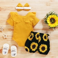 Novorođenčad Dječja odjeća ljetne odjeće izlaska odijeva TODDLER Baby Girl Ribbed pleteni kratki rukav