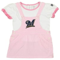 Outstuff MLB novorođenčadi Djevojke za djecu Milwaukee Breweres Ukupna haljina, ružičasta