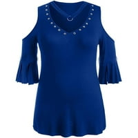 GAECUW Plus veličine za žene Radni vrhovi Bluze s kratkim rukavima Torbeni fit pulover vrhovi s ramena