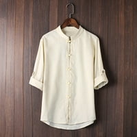 Muškarci Majica sa čvrstim bojama Klasična košulja Stil Tang Three Quarter bluza Tops Beach Dailywer