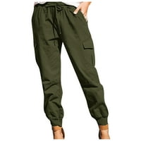 Hlače žene, modne žene Čvrsto kolor crtačke stranke casual kombinezone hlače sa džepovima zelene s