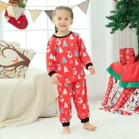 Božićne pidžame za porodicu, crtani snjegović dugih rukava sa pantalonama za odrasle, djecu, beba, crvena