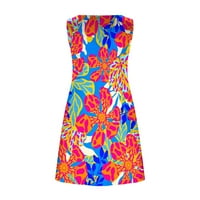Farstey Beach haljine za ženske baggy cvjetne cvjetne tiskane mini sundress crewneck bez rukava bez