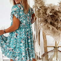 Lopecy-Sta ženska haljina za O-izrez plaža cvjetni ruffles casual haljina prodaja čiste plaže za žene