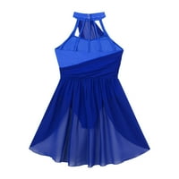 ZDHOR WOMENS Chiffon Ballet Dancewerwear Strappy LACK LATINSKI PLES LEOTARD haljina Royal Blue S