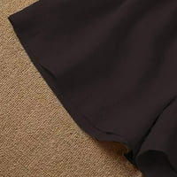 Stamzod Hlače za žene Ljeto u boji Slaboj boji Pokreće hlače Ležerni elastični struk pamuk i posteljina