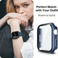 Southwit Hard Case sa kaljenim zaštitnim zaštitom stakla kompatibilan je za Apple Watch seriju, puni zaštitni poklopac za iWatch, plavu