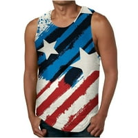 Amidoa Muška ljetna modna odjeća Američka zastava Štampanje Camisole okrugli vrat Sportski tenkovi,