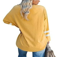 Glookwis Ženska prugasta bluza tunika Osnovna majica Sport Baggy Tee Dugi rukav Ravni vrhovi pulover