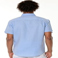 Bohio muške guayabera stil kratkih rukava posteljina majica W Fanmoed izvezene ploče-MLS700