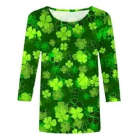 ST PATRICKS Dnevna majica Ženska rukava Irska Shamrock Graphic Tees Crewneck Cvjetni rufffle bluza Thirs