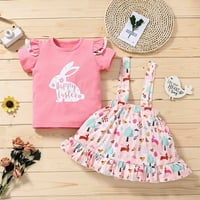 Hesxuno Baby Girl Outfits Theddler Baby Girls Uskršnji zec tiskani vrhovi + odjeća za suknje