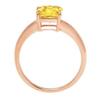 1. CT briljantan aspekter rezani prirodni citrinski 14K ružičasto zlatni pasijans prsten sz 5