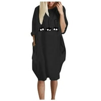 Ženske džumper Mini haljina dame prevelike džepne haljine dugih rukava dugih rukava