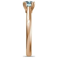 Aquamarine Prong Solitaire Angažman prsten 0. CT u 14K Rose Gold.Size 7.0