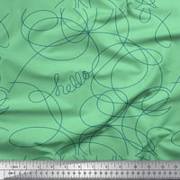 Soimoi Green Rayon tkanina Pozdrav Tekst i navoj Art & Craft Print Tkanini sa dvorištem