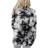 Strungten ženska modna štampa v izrez Raglan dugih rukava džepova Ležerne majice