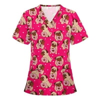 Fjofpr Ženska odjeća vrhovi ženskih ljetnih tiskanih majica Radna tunika Jedinstvena zaštitna bluza