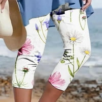 Amtdh Ženske cvjetne ispis hlače za klirens Flowy Beach Lagane hlače Lady Comfy Jogging Capris Izlasci