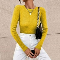 Ženski džemperi Čvrsti boje O-izrez dugih rukava Otvoreni prednji front Maxi pleteni kardigan modni